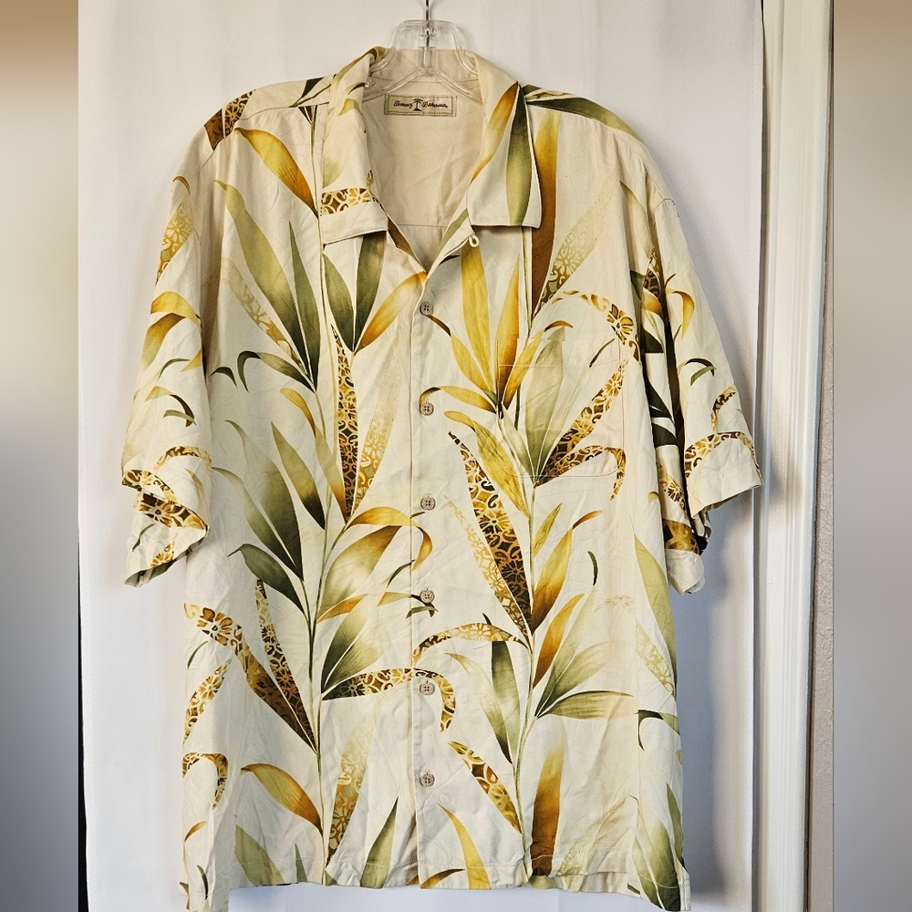Tommy Bahama mens‎ silk bamboo leaf design shirt size xl